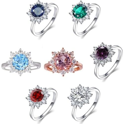 1Pcs Topaz Snow Shape Rings for Women Solid Silver Sparking Cocktail Ring Wedding Fine Jewelry