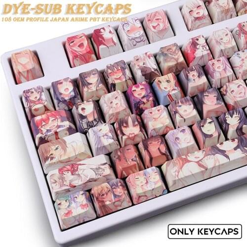 108 keys PBT Keycap Dye-SUB OEM Profile Japanese Anime Keycaps For Cherry Mx Gateron Kailh Switch Mechanical Keyboard