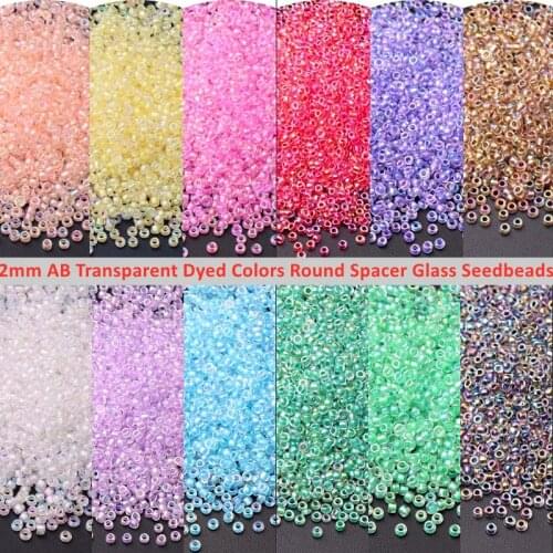 11/0 8/0 AB Transparent Dyed Colors Glass Seedbeads 2mm 3mm Round Spacer Glass Beads For DIY Craft Garments Sewing Accessories