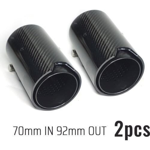 2pcs 70MM All Black Carbon Fiber Exhaust Tip Muffler Glossy For BMW exhaust pipe upgrade M2 F87 M3 F80 M4 F82 F83 M5 F10 M6