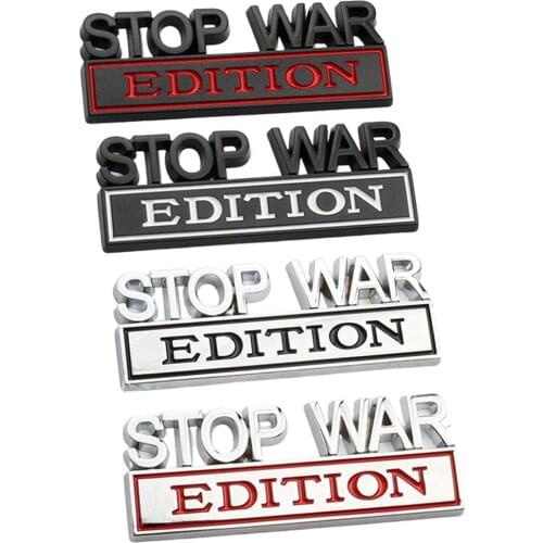 2x Stop War Edition Car Body Door Fender Side Emblem Rear Trunk Badge Sticker Metal Universal SUV Truck Auto
