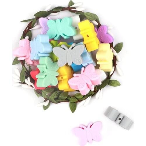 3pc/set Butterfly Baby Teething Beads Cartoon Silicone Beads For Necklaces BPA Free Teether Toy Nursing Gift DIY
