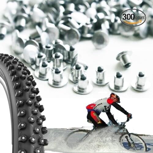 300pcs 6.5mm/0.26" Aluminum Tire Studs Winter Studded Mountain Bike Spikes for Fat bike Mount Tyre Snow Studs Sharp Carbide Tips