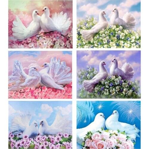 5D Diy Diamond Painting Lovers Pigeon Full Square Circle Animal Diamond Embroidery Picture Rhinestone Wedding DecorationZP-2978