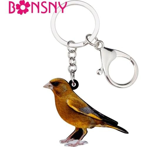 Bonsny Acrylic Greenfinch Bird Key Chains Keychains Keyrings Novelty Animal Novelty Jewelry For Women Girl Bag Car Pendant Gifts