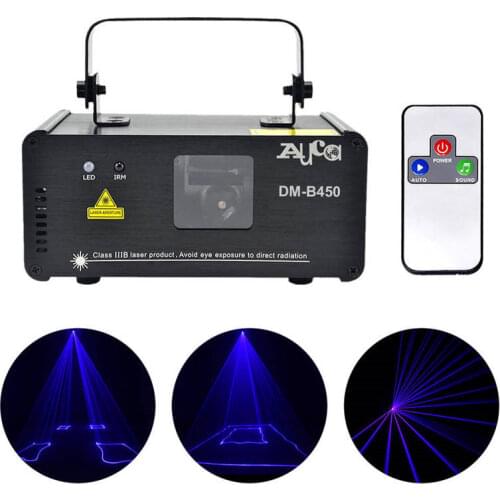 AUCD IR Sound Remote 8 CH DMX 450mW Blue Line Ray Scanner Laser Projector Light Disco DJ Party Effect Show Stage Array Lighting