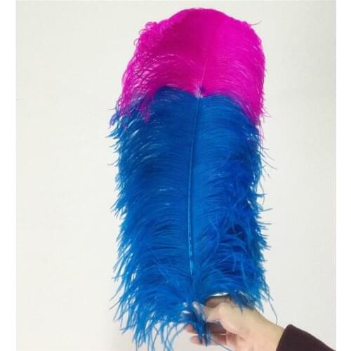 Free shipping 50pcs/lot High quality thick pole ostrich Feathers 65-70cm bi-colors Ostrich Plumes hot pink top Turquoise Blue