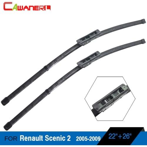 Cawanerl Car Window Windshield Automotive Soft Rubber Bracketless Wiper Blades 2Pcs For Renault Scenic II 2005-2009