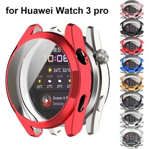Plated Case for Huawei Watch 3 Pro Watch Cases Soft TPU Anti-Scratch Protective Bumper Shell Case with Screen Cover Red