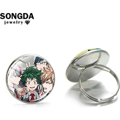 SONGDA My Hero Academia Cosplay Toy Rings for Children Lzuku Midoriya Bakugou Katsuki Todoroki Shouto Anime Figures Printed Ring