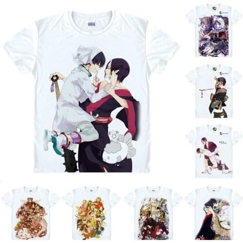 Coolprint Anime Shirt Hozukis Coolheadedness T-Shirts Short Sleeve Hoozuki No Reitetsu Hozuki Hakutaku Cosplay Motivs Shirts