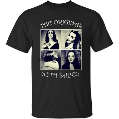 Vampira Morticia Adams Lily Munster Bride of Frankenstein Gothic T Shirt Black