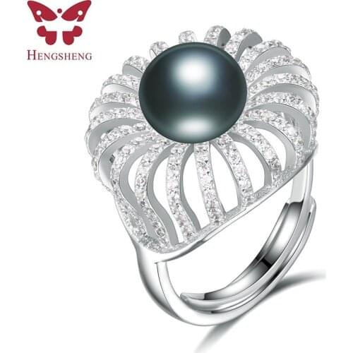 HENGSHENG 100% Genuine Natural Pearl Elegent Women Ring,set with 11-11.5mm pearl and 200 zircons,Crown shape For Party/Wedding