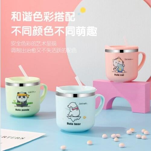 Korean children water cup 304 stainless steel drinking lovely mouth cup kindergarten home ready cup