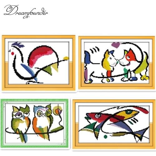 The colorful cock cross stitch kit aida 14ct 11ct count printed canvas stitches embroidery DIY handmade needlework