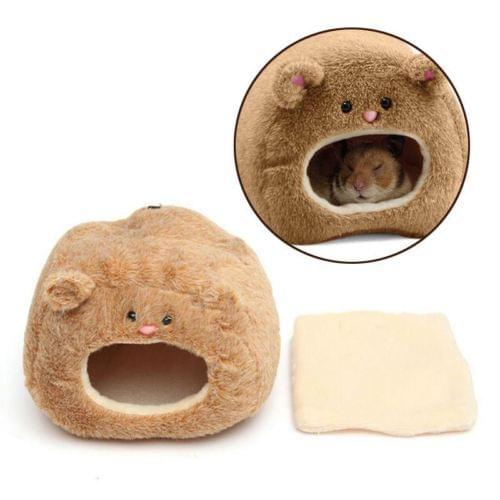 Rats Hamster Winter Warm Hanging Cage Hammock Cute Bear House with Bed Mat Hamster Nest Small Animal Cages