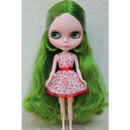 Blygirl Blyth doll Grass green curly hair 30cm ordinary body nude doll DIY for their own makeup can be used with the body