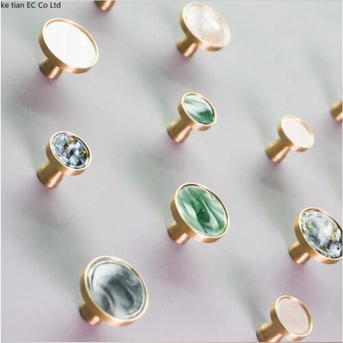 Brass handle Nordic furniture shell wardrobe door cabinet drawer Shoe cabinet American single hole pure copper handle