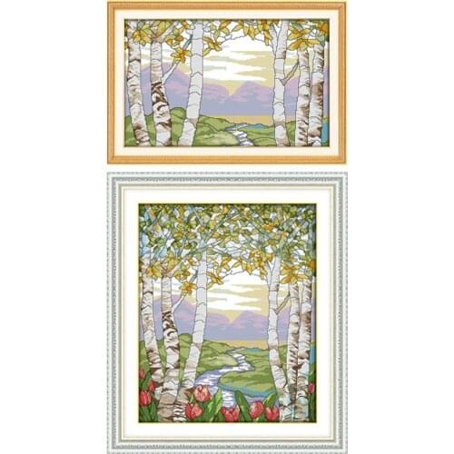 Forest summer scenery patterns counted 11CT 14CT Cross Stitch kits DIY Cross stitch set Embroidery Needlework bag Home Decor