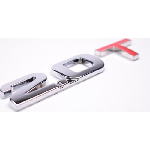 YAQUICKA Metal Silver 3D 2.0T Car Rear Trunk Emblem Badge Sticker Fit For Jetta Passat Golf GTI 2.0T Boot Decal Auto Accessories