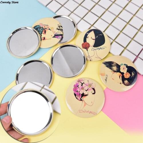 Cute Cosmetic Compact Mirrors Girl Mini Pocket Makeup Mirror Espelho De Maquiagem Espejos De Bolsillo Random Color