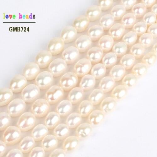 AAA Natural White Freshwater Pearl Oval Round Beads for Bracelets Necklace DIY Jewelry Making Strand 15"