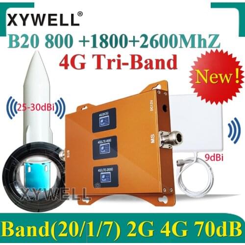 New!! B20 800/1800/2600mhz Tri-Band 2g 3g 4g Cellular Signal Booster LTE DCS 4G Cellular Amplifier 4g Cellphone GSM Repeater 4G