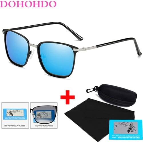 DOHOHDO Pilot Polarized Sunglasses Men Mirrored Driving Glasses Square Male Cool Fashion Classic Men Metal Frame Sun Glasses