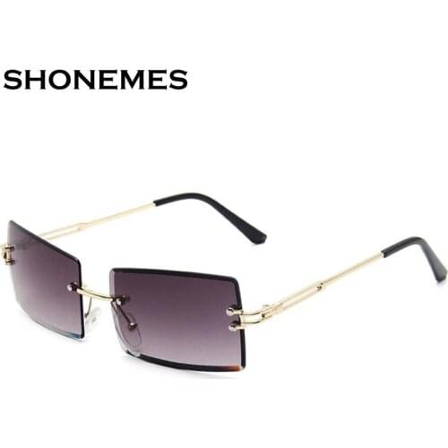 New Rectangle Sunglasses Women Rimless Small Frame Sun Glasses Gradient Shades for Ladies Outdoor Eyewear