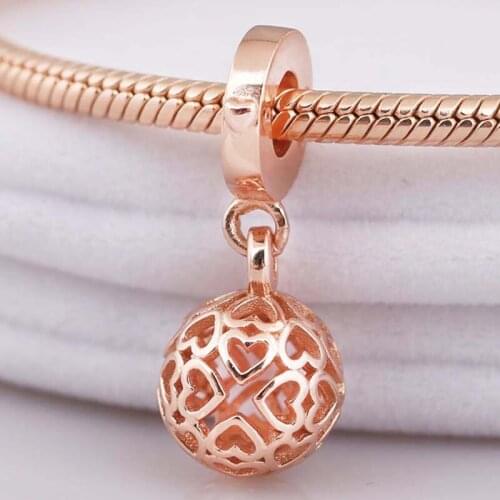 Original Rose Harmonious Hearts Filigree Pattern Pendant Beads Fit 925 Sterling Silver Bead Charm Bracelet Diy Jewelry