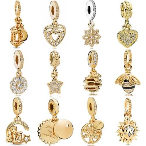 DIY Charm Shine Sun Embellished Floral Sweet As Honey Pendant 925 Sterling Silver Beads Fit Pandora Bracelet Jewelry