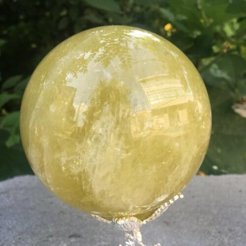 Natural citrine Crystal sphere yellow quartz gemstone ball Reiki healing