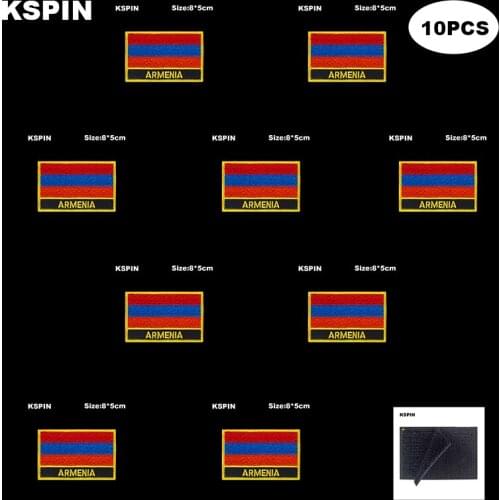 Rectangle National Flag Patch Hook Loop Armenia Badges Armband 3D Stick on Jacket Backpack Stickers