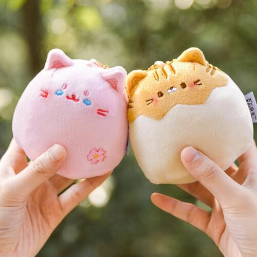 Pink Pudding Cat Plush Dolls New 9CM Kawaii Cartoon Animal Plush Toys Cute Soft Key Chain Bag Pendant Stuffed Doll Gift for Girl