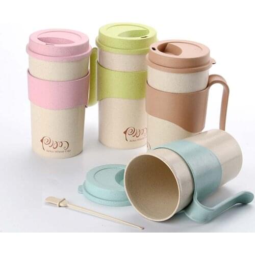 Hot Sale 350/450/550ML Wheat Cup Stirring Coffee Mug Tea Milk Coffee Travel Mug Cup Office Home Gift