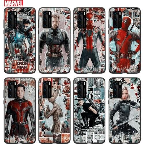 Silicone Cover Marvel Avengers superhero For Huawei P 50 P40 P30 P20 P10 P9 P8 Pro Plus Lite E mini 2017 2019 Phone Case