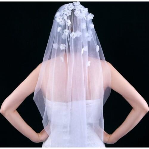 V46 Elegant White Wedding Veil fingertip Long 20 Cheap Bridal yashmac Tulle Ivory Bride Accessories 160cm Women Veils With Comb