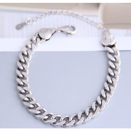 Antique Silver Color Bracelets & Bangles For Women Chunky Charm Bracelet Jewellery Pulseras Mujer