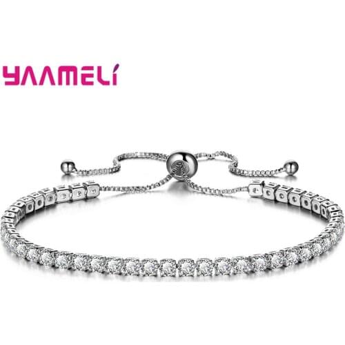 Luxury Adjustable 925 Sterling Silver Colorful Crystal Cubic Zirconia Tennis Bracelets For Women Wedding Jewelry Srebrne/Gold