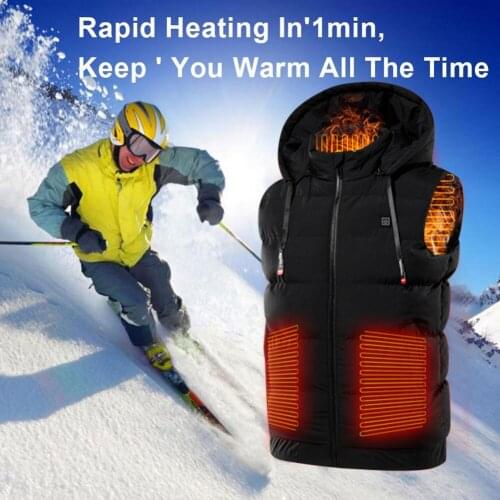 9 Place Smart Hooded Self Heating Vest 3-speed Adjustable Temperature Heated Vest USB Electric Heating Jacket Thermal Vest Man