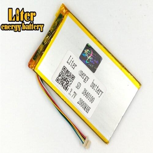 1.0MM 5pin connector 3840100 3.7V 2000mah Lithium Polymer Battery for tablet pc 7 inch MP3 MP4 MP5 Battery