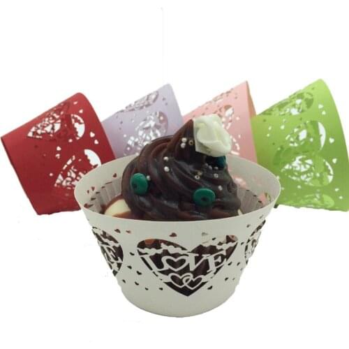 100 Pcs Love Shape Hollow Out Cake Paper Wrap Cupcake Wrapper Wedding Decor Birthday Decoration Wholesales 8zSH179