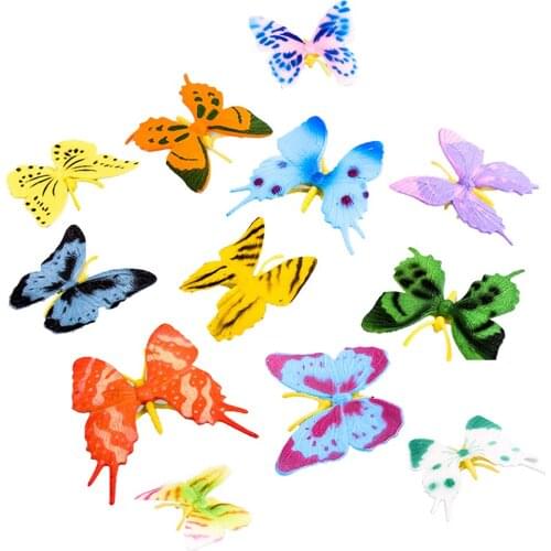 Lots 12 Lifelike Plastic Miniature Butterfly Character Figures Toys for Kids