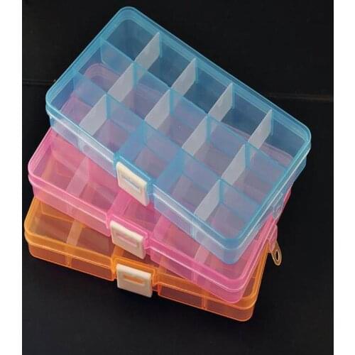 240pcs/lot 15 compartment free installation demolition Transparent PP plastic jewelry/Clips/pin storage box