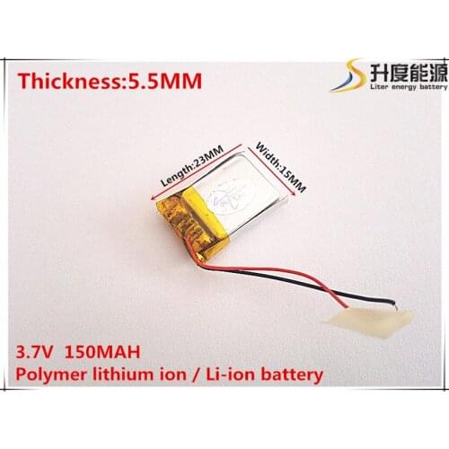 3.7V 150mAh 551523 Lithium Polymer Li-Po li ion Rechargeable Battery cells For Mp3 MP4 MP5 GPS mobile bluetooth