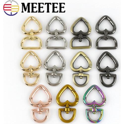 5Pcs Heart Shape Metal Buckles Handbag Strap Snap Hook Keyring Dog Chain Bag Buckle DIY Leather Craft Sewing Accessories