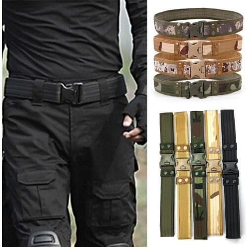 Army Style Thicken Combat Belts Quick Release Tactical Belt Fashion Men Canvas Waistband Outdoor Hunting Accessories 5cm Width