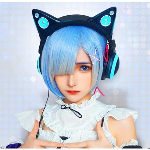 Original BROOKSTONE Cat ear 2S Wireless bluetooth headphone black comics style RGB 12 colors LED lights game headset for girl