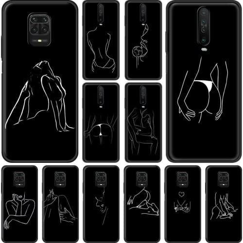 Black Sexy Line Art Rose Lover Phone Case For Xiaomi Redmi Note 9S 9 8 7 10 Pro 8T 9C 9A 8A Soft Silicone Smart Back Cover Funda