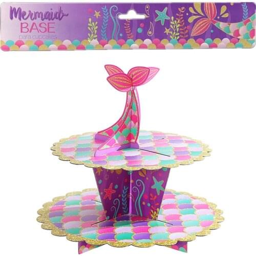 Omilut Mermaid Birthday Party Cupcakes Holder Litter Mermaid Baby Shower Cake Decoration Birthday Party Cake Stand Supplies